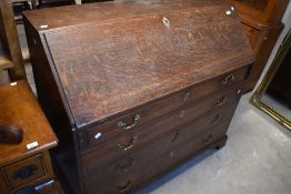 A 19hh Century oak bureau, width approx 116cm