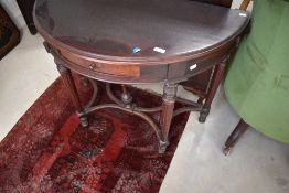 A reproduction demi lune hall table, width approx. 97cm