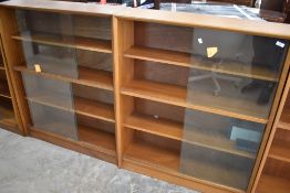 A pair of Herbert Gibbs glass fronted bookcases, width 92, height 112cm