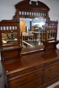 A late Victorian mahogany sideboard, width approx. 175cm
