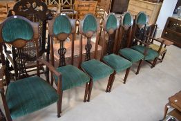 A set of six (four plus two) Art Nouveau mahogany dining chairs by Pratts