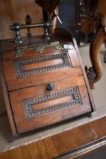 A Victorian oak coal purdonium having bifold flap and internal coal bin