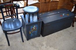 A selection of Romany style painted occasional furniture