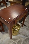 A George III design mahogany low boy/side table with moulded rectangular top over single drawer with