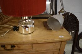 A vintage angle poise lamp and a mirrored table lamp with shade