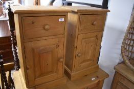 A pair of natural pine bedside cabinets, width approx. 36cm