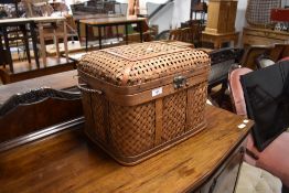 A reproduction picnic hamper style storage basket, width approx. 39cm