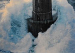 After Jean Guichard (b.1952, French photographer), coloured print, 'Phares Dans La Tempete