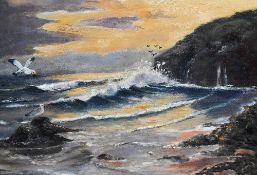 Patricia Rance (20th Century), oil on board, 'Gower Morning', a coastal landscape with seagulls,