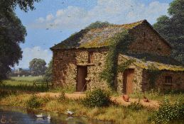 Edward Hersey (b.1948, British), oil on canvas, An attractive and brightly coloured countryside