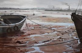 Christopher Assheton-Stones (1947-1999, British), pastel, 'Low Tide, Manningtree, Essex', signed and