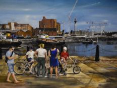 Jane Bilsbury (Contemporary, British), oil on canvas, 'Liverpool Docks', signed and dated 2018,