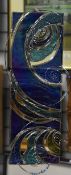 Sharon Baldry (b.1960, British), mixed media, A stained glass collage with wire swirls on a mirrored