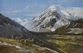 After Alan Baxter Hayman (b. 1947, British), coloured print, 'Glen Clova', Scotland, signed to the
