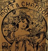 20th Century, A Moet & Chandon Champagne advertising mirror, within a pine frame, measuring 41cm x