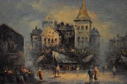 20th Century School, oil on canvas, A Continental street scene, framed, measuring 60cm x 90cm, &