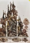 Tomas Stone (20th Century, British), oil on formica, Two attractive citadel studies, signed to the