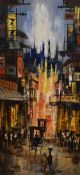 20th Century Continental School, oil on canvas, An Asian cityscape of mid-20th Century style, signed