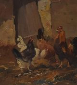Jacques van Coppenolle (1878-1915, French), oil on board, An attractive rooster and hen study,