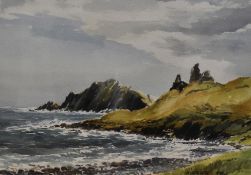 E. Grieg Hall (20th Century, British), watercolour, 'Near Staffin Head, Skye', Scotland, signed to