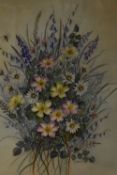 E.L Slinger (20th Century), watercolour, 'Country Flowers' - a still life arrangement depicting