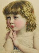 A pair of early 20th Century coloured prints of portraits of young children, framed, mounted, and