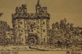 Early 20th Century School, needleworks, 'Lancaster Castle, The Gateway' and 'Ripon Cathedral',