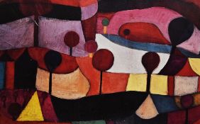 After Paul Klee (1879-1940, Swiss), coloured print, 'Moving Landscape', an abstract and colourful
