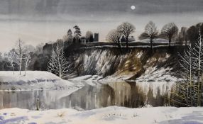 *Local Interest - David Walsby (20th Century), watercolour, 'River Lune in Snow, Kirkby Lonsdale',
