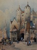 19th/20th Century Continental School, watercolour/gouache, Two Belgian street scenes depicting the