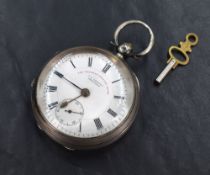 An Edwardian silver J. G Graves open face pocket watch, the white dial with Roman numerals and