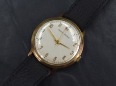 A gent's 9ct gold 1960's Smiths Astral manual wrist watch having Arabic numeral dial and a red