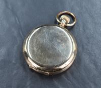 A gold plated Hunter pocket watch by Waltham, movement no: 19397360, having Roman numeral dial