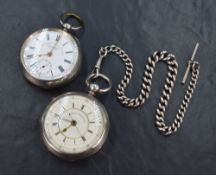 A silver key wound pocket watch marked The Express English Lever, having a Roman numeral dial with
