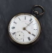 A Victorian silver open face key wound pocket watch by J.G Graves Sheffield, the white dial with