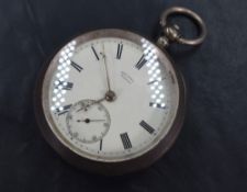 A Rhodes Kendal Victorian silver key wound open face pocket watch, the white dial with Roman