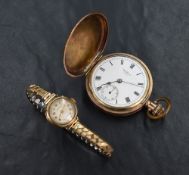 A lady's vintage 9ct gold wrist watch by Hirco having Arabic numeral dial with subsidiary seconds in
