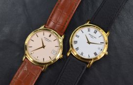 Two gent's Raymond Weil quartz wrist watches, both model 5569, one having Roman numeral dial with