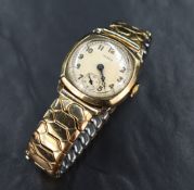 A gents vintage 9ct gold wrist watch by Hirco having Arabic numeral dial with subsidiary seconds