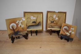 Four 20th Century Paul Gooderham Gailey Pottery tiles, framed and unframed with incised maker's mark