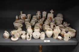 A selection of Goss crested ware trinkets and miniature vases, place names include Margate,