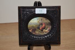 20th Century School, a coloured print depicting an attractive hen and duck scene displayed within