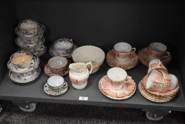 An assorted collection of 19th/20th Century transfer printed tea ware, including Asian design