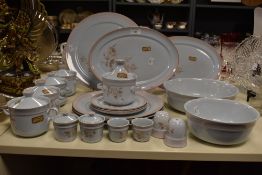 Approximately twenty one pieces of Denby 'Normandy' stoneware including three covered soup dishes