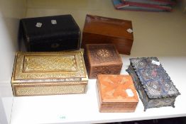 A 19th Century enamelled brass cigarette box, measuring 17cm long, and an assorted selection of
