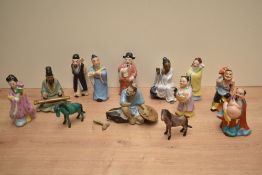 A group of 20th century Chinese porcelain figures, various to include two mud men figures one with