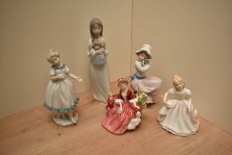 Royal Doulton figurines 'Amanda' HN 2996 and 'Lydia' HN 1908 sold alongside Nao by Lladro 'A Big