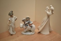 A Lladro porcelain figure group, Eskimo Riders, formed as two Inuit children riding on the back of a