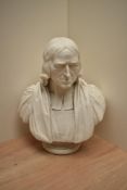 A large 19th century Parian ware bust of John Wesley, Founding Methodist preacher and social