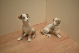 A Lladro porcelain sitting dog study number 4583 sold with a Nao porcelain dog study number 132.